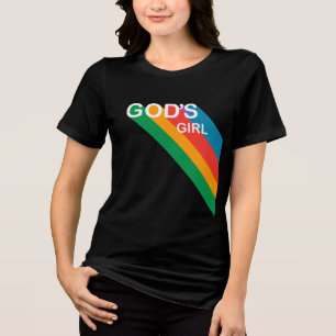 Camiseta Rainbow Inspirador Menina de Deus Cristã
