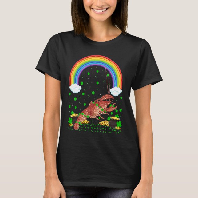 Camiseta Rainbow Irish Shamrock Crawfish St Patrick's Day (Frente)