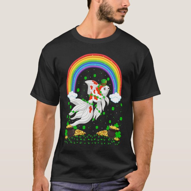 Camiseta Rainbow Irish Shamrock Goldfish St Patrick's Day (Frente)