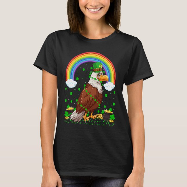 Camiseta Rainbow Irish Shamrock Hawk Bird St Patrick's Day (Frente)