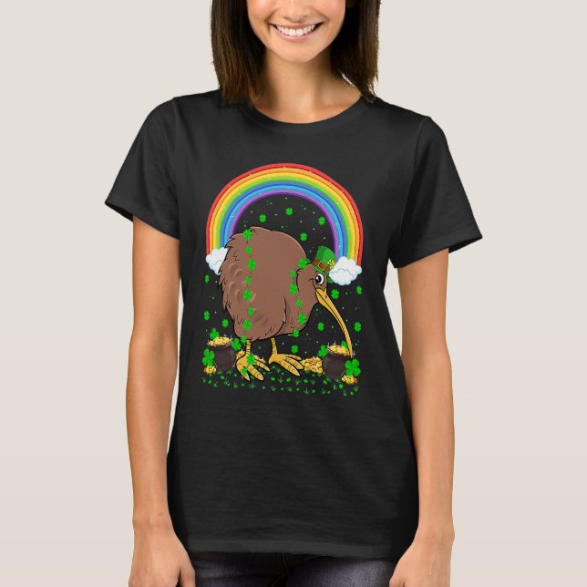 Camiseta Rainbow Irish Shamrock Kiwi Bird St Patrick's Day (Frente)