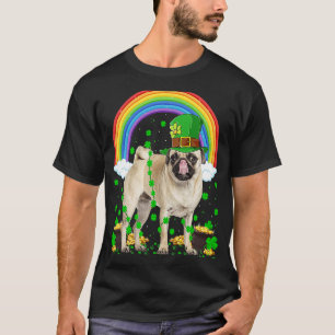 Camiseta Rainbow Irish Shamrock Pug Dog Dia de São Patrício