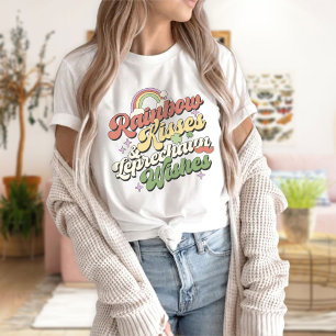 Camiseta Rainbow Kisses E Leprechaun Desejam, Dia dos Patri