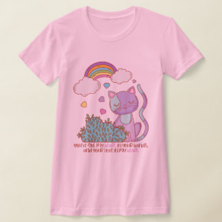 Camiseta Rainbow Kitten with Heart Lyrics on Women's Tee