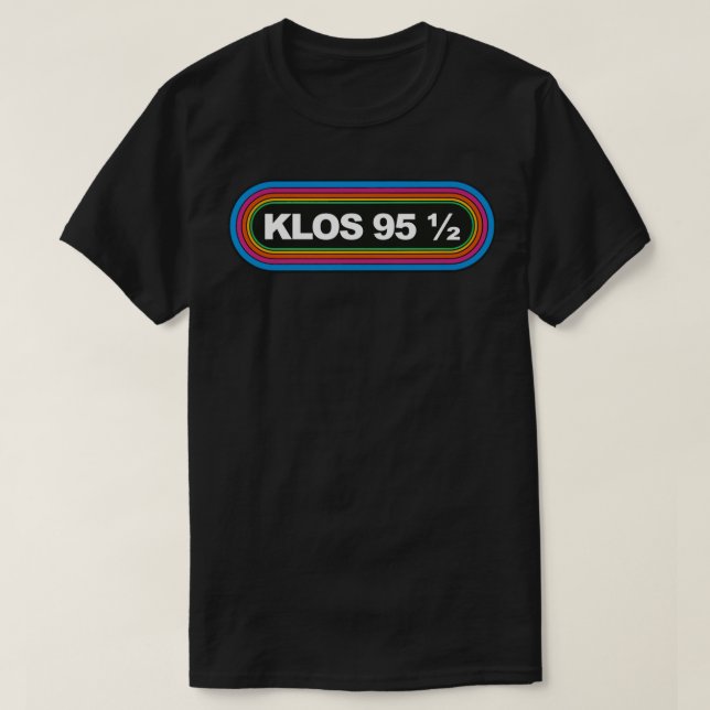 Camiseta Rainbow KLOS 95 5 Los Angeles 1980s Retro Radio St (Frente do Design)