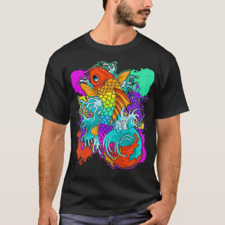 Camiseta Rainbow Koi Fish Legal Japonês Tattoo Jinli Japão