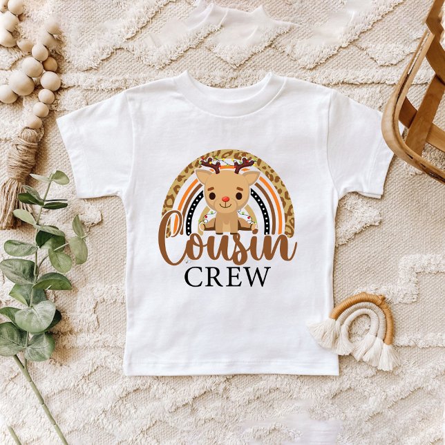 Camiseta Rainbow Lepard Christmas Cousin Cute Reindeer (Rainbow Leopard Christmas Cousin Cute Reindeer Baby T-Shirt)