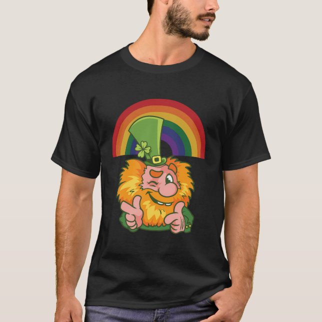 Camiseta Rainbow Leprechaun No Dia De São Patrick (Frente)