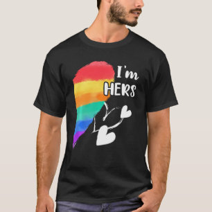 Camiseta Rainbow Lgbt Heart I'm Hers for Casal Gay Lesbia