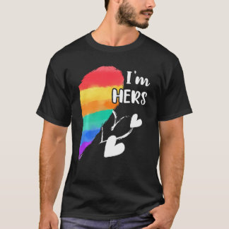 Camiseta Rainbow Lgbt Heart I'm Hers for Casal Gay Lesbia