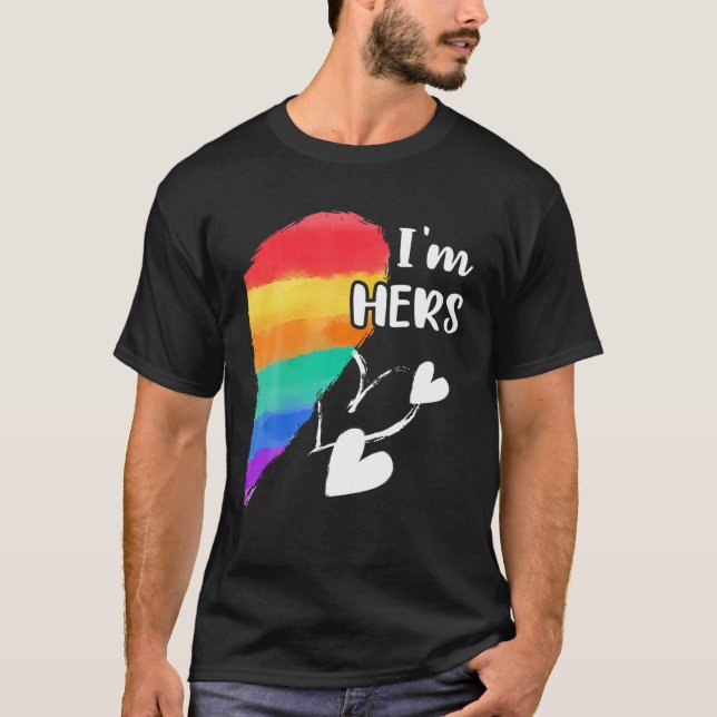 Camiseta Rainbow LGBT Heart I's For Casal, Lesbi (Frente)