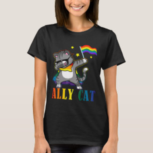 Camiseta Rainbow Lgbt Orgulho Lésbico Engraçado Cat Dabbing