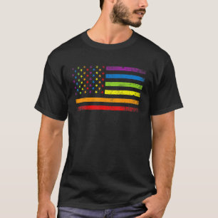 Camiseta Rainbow Lgbt Pride Us Flag Gay Lésbica Bissexual T