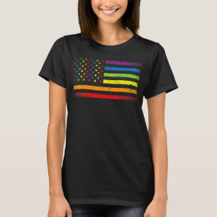 Camiseta Rainbow Lgbt Pride Us Flag Gay Lésbica Bissexual T