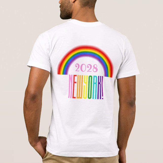 Camiseta Rainbow LGBTQ Adicionar Ano ou Texto Orgulho de No (Verso)