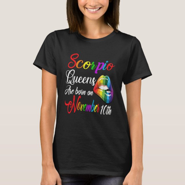 Camiseta Rainbow Lip Queens (Filas de lábios arco-íris) são (Frente)