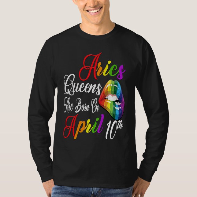 Camiseta Rainbow Lips Queens are Born on April 10th Team Ar (Frente)
