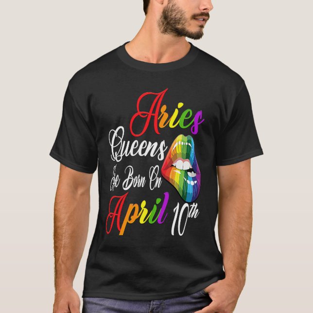 Camiseta Rainbow Lips Queens are Born on April 10th Team Ar (Frente)