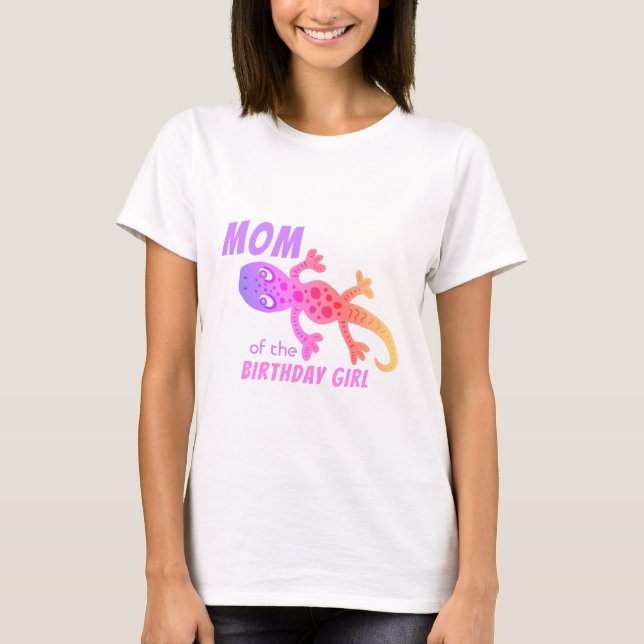 Camiseta Rainbow Lizard Gecko Mãe da Rapariga de Aniversári (Frente)