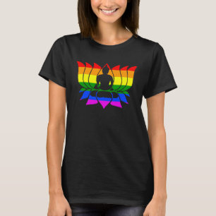 Camiseta Rainbow Lotus Flower Yoga Namaste Medalha Mulheres