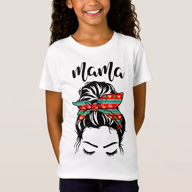 Camiseta Rainbow Mãe Natal Amor Xadrez Vermelha (Frente)