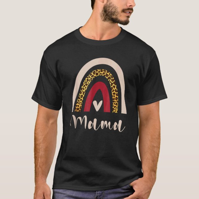 Camiseta Rainbow Mama Leopard Boho Style (Frente)