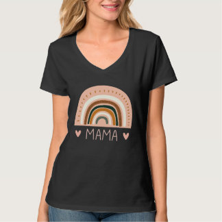 Camiseta Rainbow Mama V Neck Boho Style Teacher for Mom