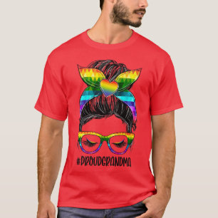 Camiseta Rainbow Messy Bun Proud Grandma Gay Lesbian LGBT P