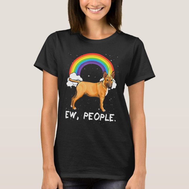Camiseta Rainbow Miniature Bull Terrier Ew Pessoas Unicorn  (Frente)