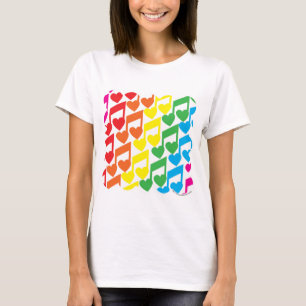 Camiseta Rainbow Musical Notes Cute Pattern
