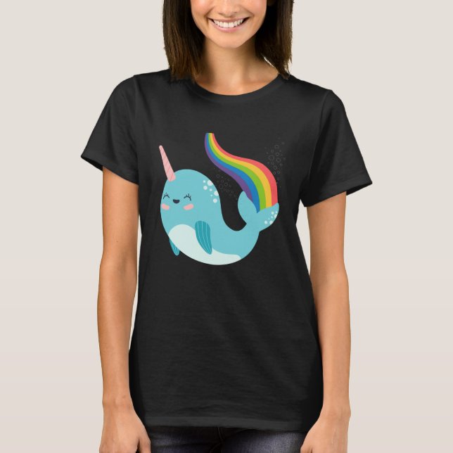 Camiseta Rainbow Narwhal for Girls Cute Narwhale Graphic (Frente)