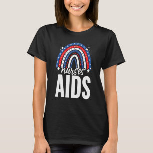 Camiseta Rainbow Nurses Aids 4 de julho de julho EUA Flag A