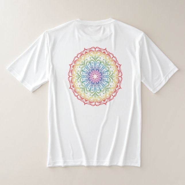 Camiseta Rainbow Ombre Mandala (Postura das costas)