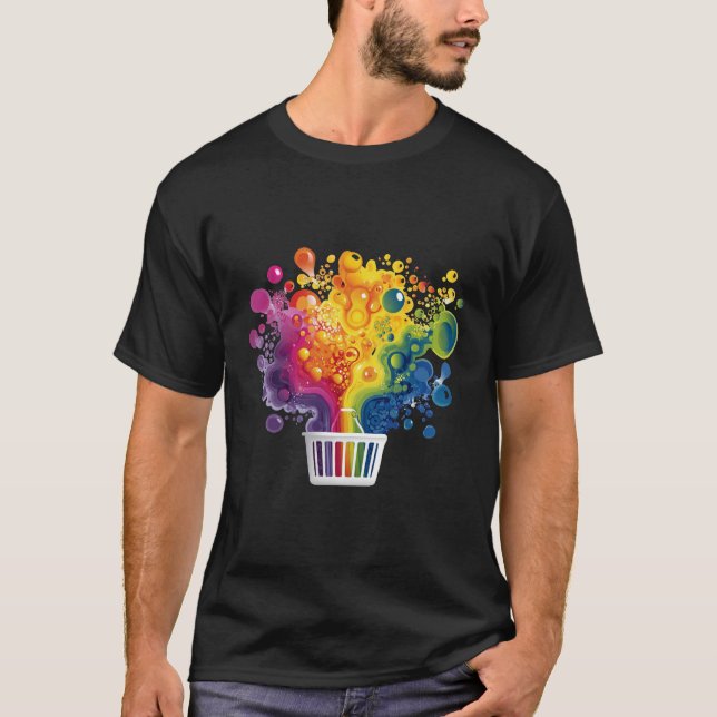 Camiseta Rainbow Paint Explosion from a Basket (Frente)