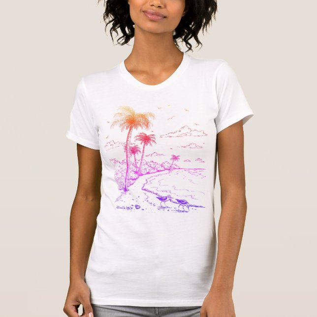 Camiseta Rainbow Palm Trees e Sandpiper Beach Life (Frente)