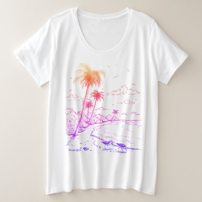 Camiseta Rainbow Palm Trees e Sandpiper Beach Life T-Shir (Frente do Design)