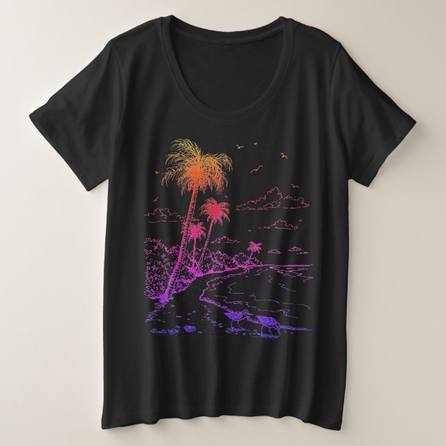 Camiseta Rainbow Palm Trees e Sandpiper Beach Life T-Shir (Frente do Design)