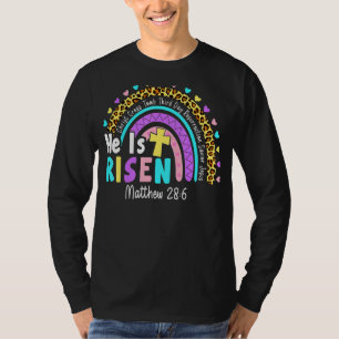 Camiseta Rainbow Páscoa Trendy Tee Ele É Risen Matthew 28 6