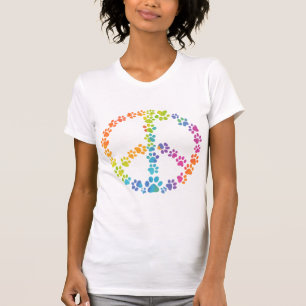 Camiseta Rainbow Paw Print Peace Sign T Shirt