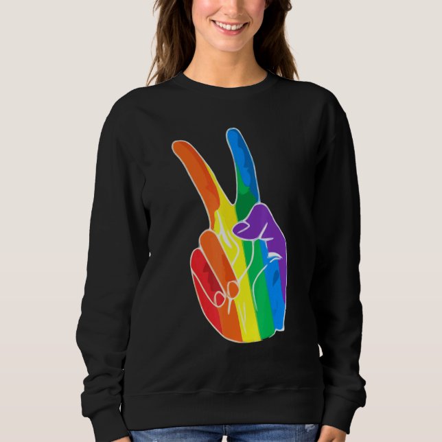 Camiseta Rainbow Peace Sign Love Lésbica Gay LGBT Orgulho L (Frente)