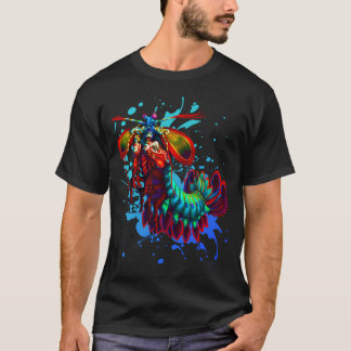 Camiseta Rainbow Peacock Mantis Shrimp Blue Splash