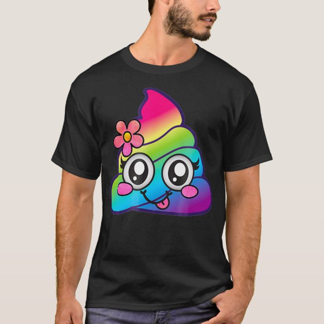 Camiseta Rainbow Poop Emoji Cute Unicorn Poo Flower Silly (Frente)