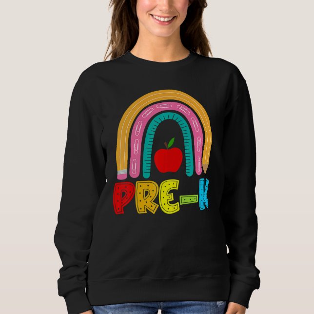 Camiseta Rainbow Pre K Happy Primeiro Dia Da Escola (Frente)