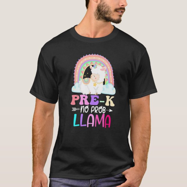 Camiseta Rainbow Pre-K No Prob Llama 100th Day of School Pr (Frente)