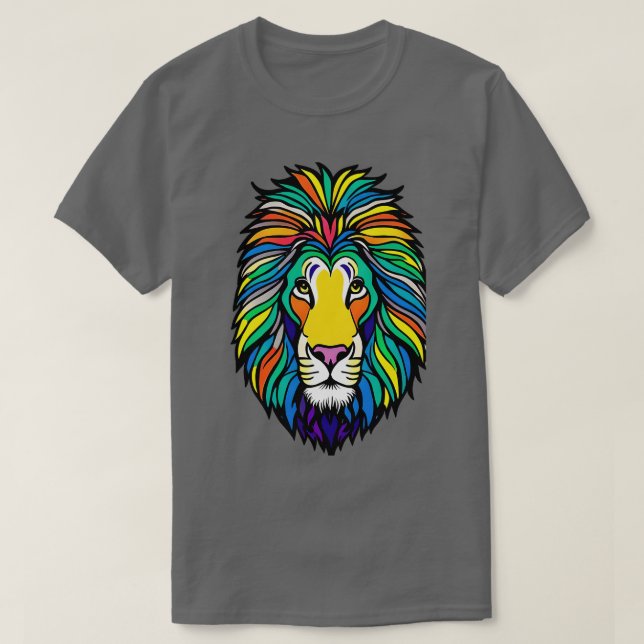 Camiseta Rainbow Pride Lion 3 (Frente do Design)