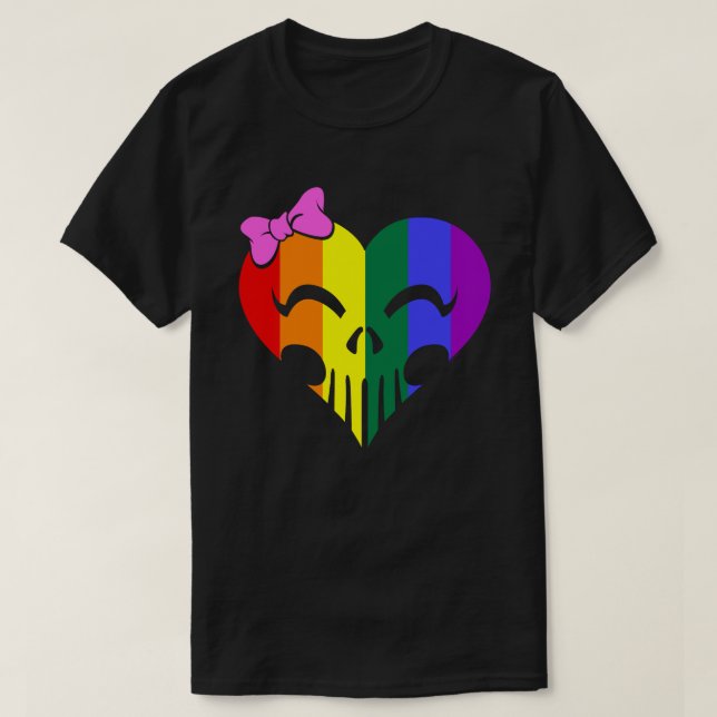 Camiseta Rainbow Pride Skully Unisex (Frente do Design)