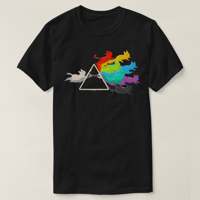 Camiseta Rainbow Prism Scientific Cat Funny (Frente do Design)
