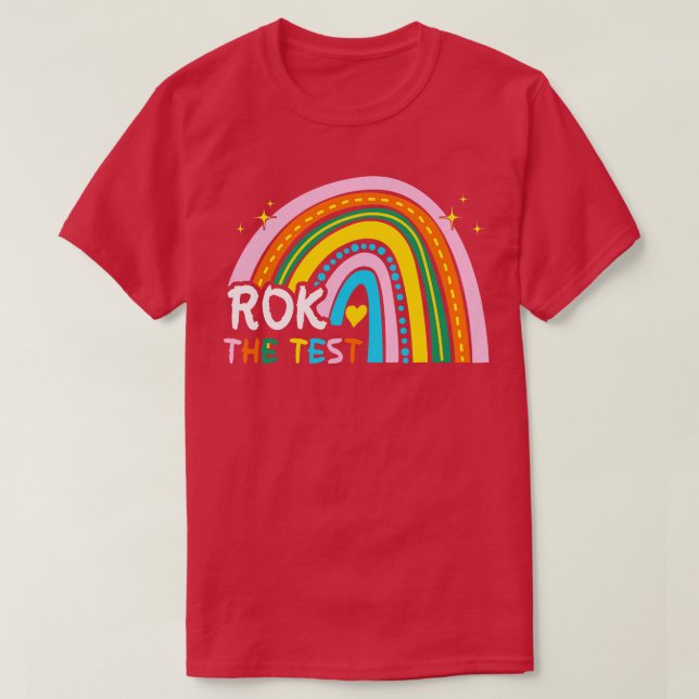 Camiseta Rainbow Rock The Test Exam Day Study Study Tea (Frente do Design)