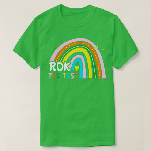 Camiseta Rainbow Rock The Test Exam Day Study Study Tea (Frente do Design)