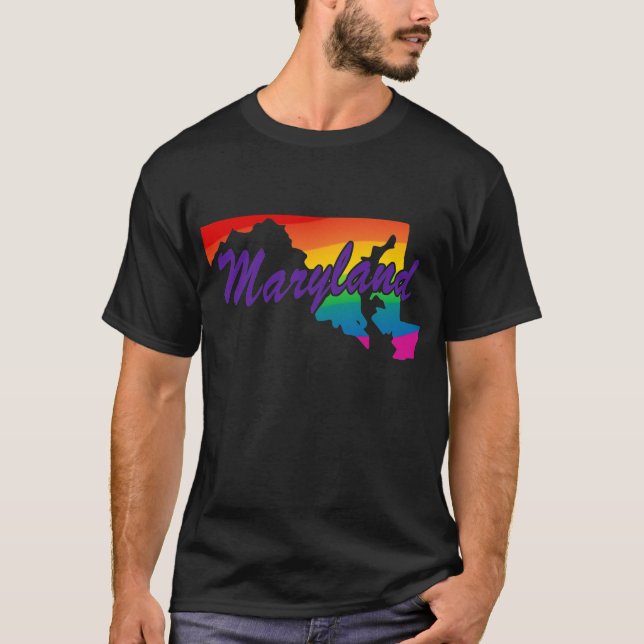 Camiseta Rainbow State Outline Maryland (Frente)